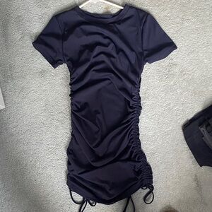SHEIN Black Ruched Mini Dress